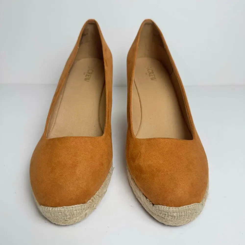 J.Crew Espadrille Wedge Heels Women’s 10.5 Camel Suede Comfort Shoes BY142